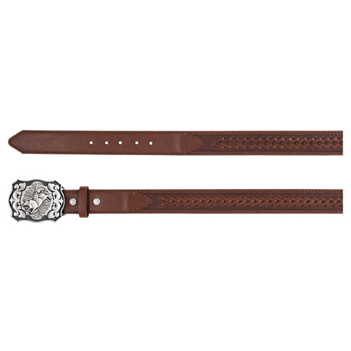 [2520791603-S] ARENA ACE BOYS BELT BROWN WITH CENTER V STITCH (S)