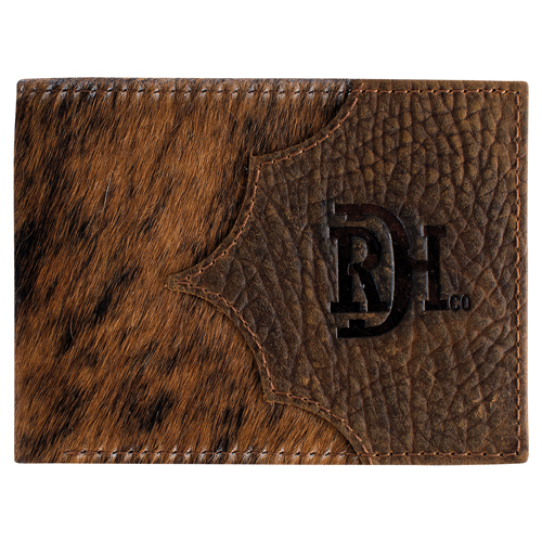 RED DIRT HAT CO BIFOLD WALLET YOKE W/HAIR ON LEATHER