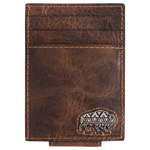 [2520638753] RED DIRT HAT CO CARD CASE W/MAGNET CLIP W/BISON CONCHO