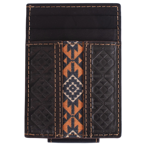 RED DIRT HAT CO CARD CASE W/MAGNET CLIP DARK BROWN W/SIENNA INLAY