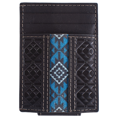 RED DIRT HAT CO CARD CASE W/MAGNET CLIP BLACK W/BLUE INLAY