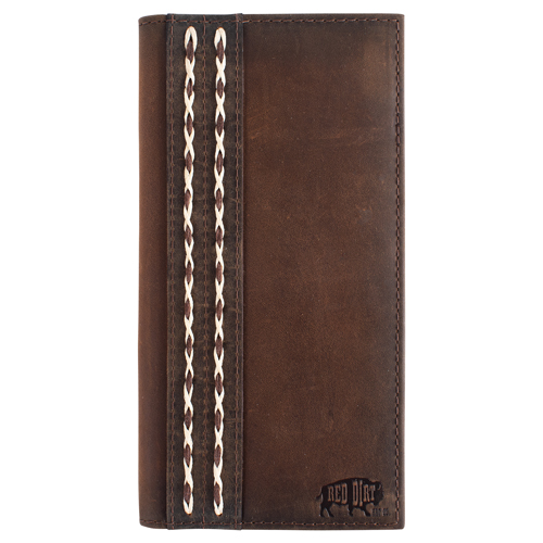 [2520638769] RED DIRT HAT CO MENS RODEO WALLET OILED BROWN W/DOUBLE BRAIDS