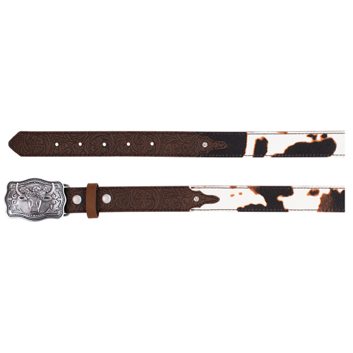 [2521000255-S] CATCHFLY GIRLS BELT COW PRINT WITH RHINESTONES (S)