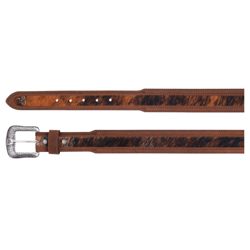 RED DIRT HAT CO MENS GENUINE LEATHER BELT HAIR ON WITH TRAPUNTO