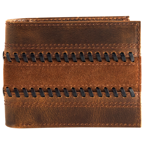 JUSTIN MENS GENUINE LEATHER BIFOLD WALLET SUEDE TRAPUNTO