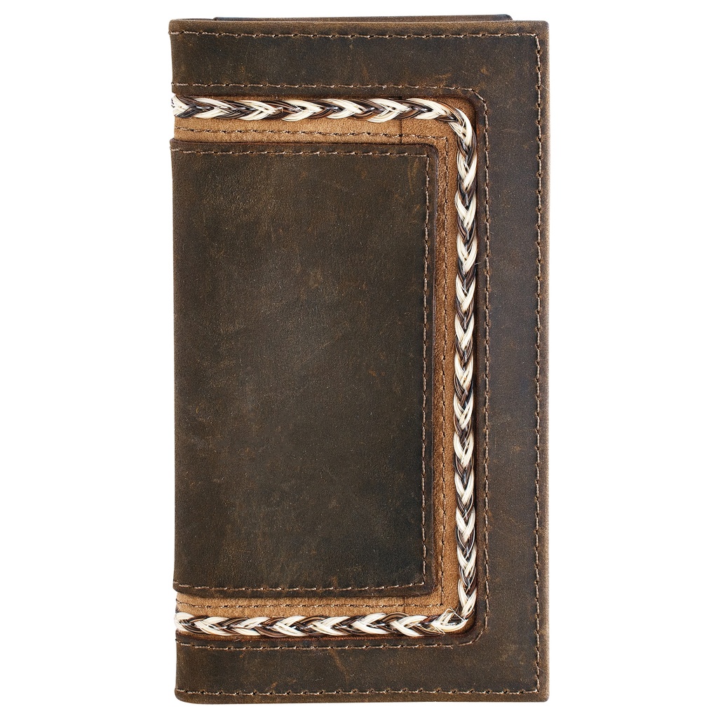 JUSTIN MENS GENUINE LEATHER JUNIOR RODEO WALLET HORSE HAIR BRAID