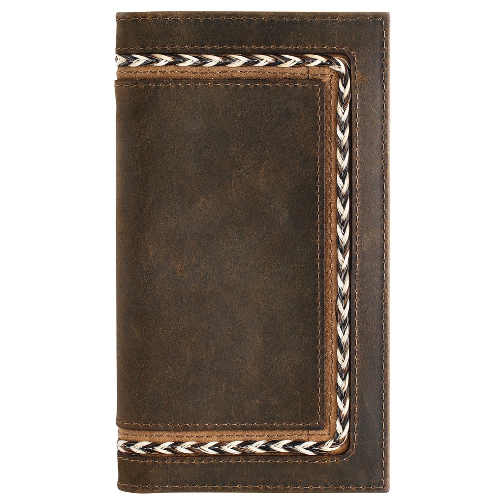 JUSTIN MENS GENUINE LEATHER RODEO WALLET HORSE HAIR BRAID