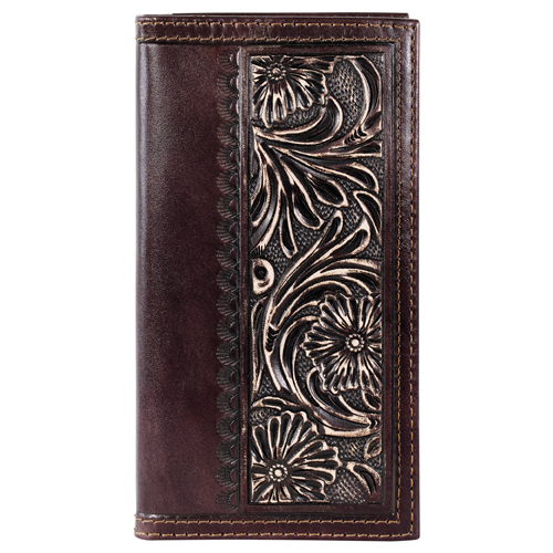 [2520575663] JUSTIN MENS GENUINE LEATHER RODEO WALLET FLORAL EMBOSS