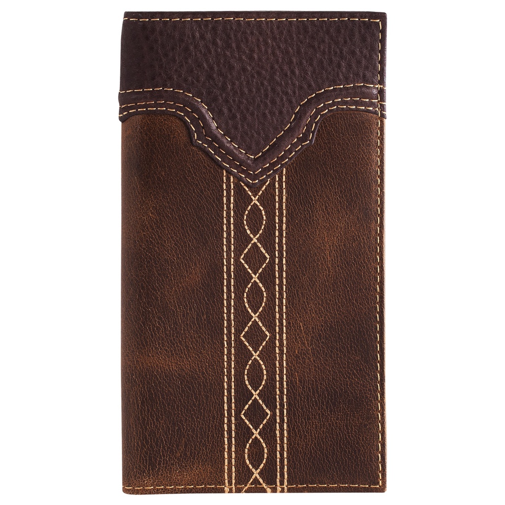 JUSTIN MENS GENUINE LEATHER RODEO WALLET YOKE WITH STITCHING