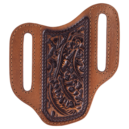 JUSTIN MENS GENUINE LEATHER PANCAKE KNIFE SHEATH WITH LEAF EMBOSS