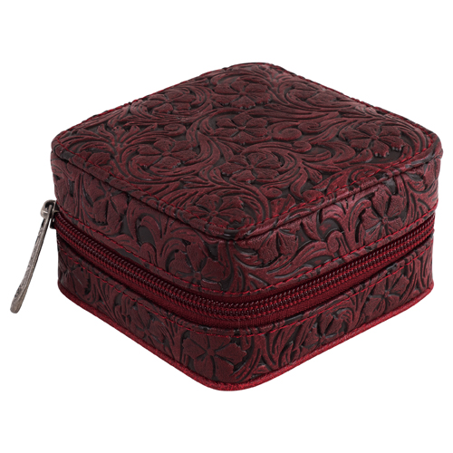 JUSTIN JEWELRY BOX RUBY FLORAL TOOLING