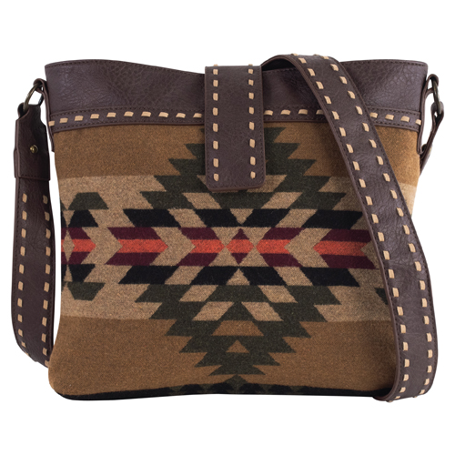 [2520770492] JUSTIN LADIES CROSSBODY BROWN AND MULTICOLORED AZTEC