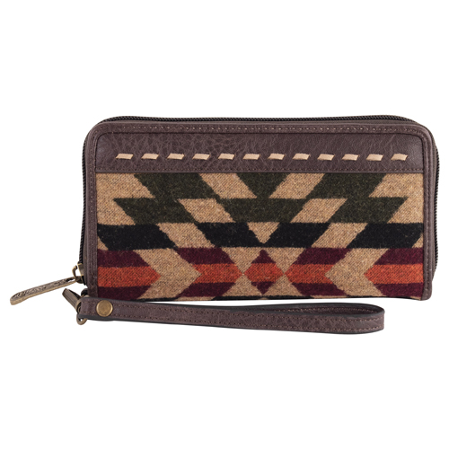 JUSTIN LADIES LARGE WALLET BROWN AND MULTICOLORED AZTEC