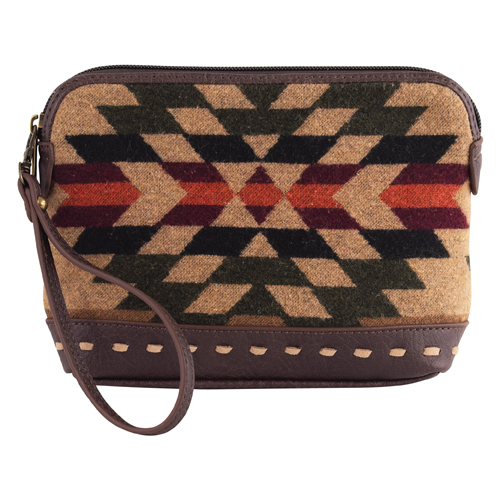 [2520775262] JUSTIN LADIES COSMETIC POUCH BROWN AND MULTICOLORED AZTEC