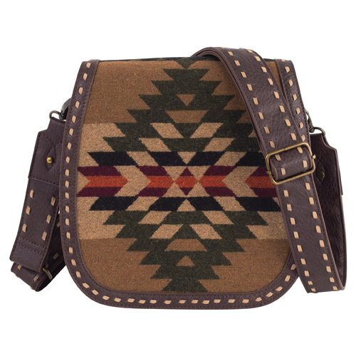 [2520775312] JUSTIN LADIES SADDLE BAG BROWN AND MULTICOLORED AZTEC