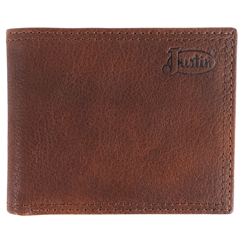 [2610491382] JUSTIN MENS GENUINE LEATHER BIFOLD WALLET MED TAN BUFFALO