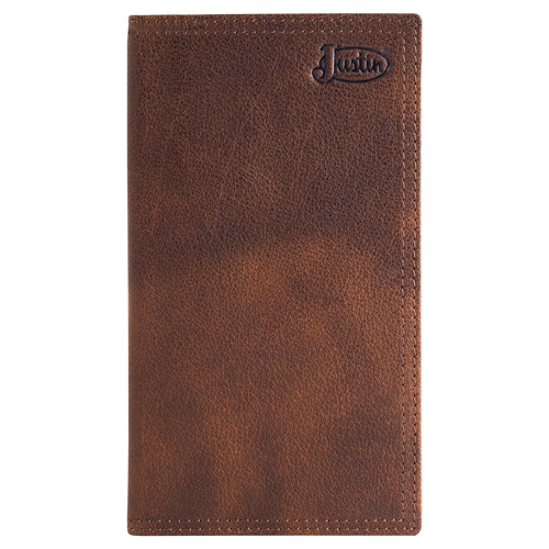 [2610495662] JUSTIN MENS GENUINE LEATHER RODEO WALLET MED TAN BUFFALO