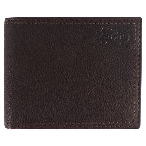 JUSTIN MENS GENUINE LEATHER BIFOLD WALLET DARK BROWN RUGGER