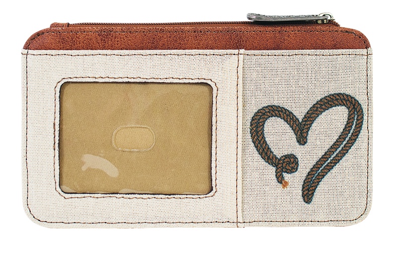 JUSTIN LADIES CARD ORGANIZER CANVAS W/BROWN HEART