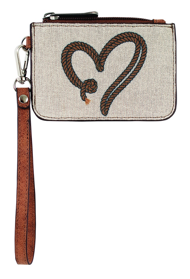 JUSTIN LADIES MINI CARD WALLET CANVAS W/ROPE HEART