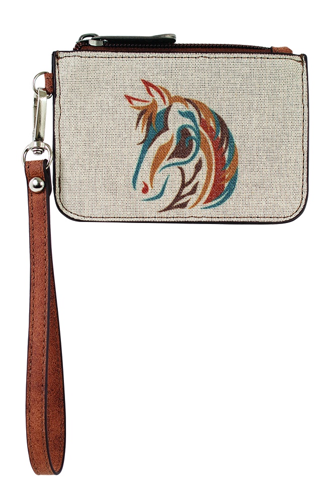 JUSTIN LADIES MINI CARD WALLET CANVAS W/HORSE HEAD