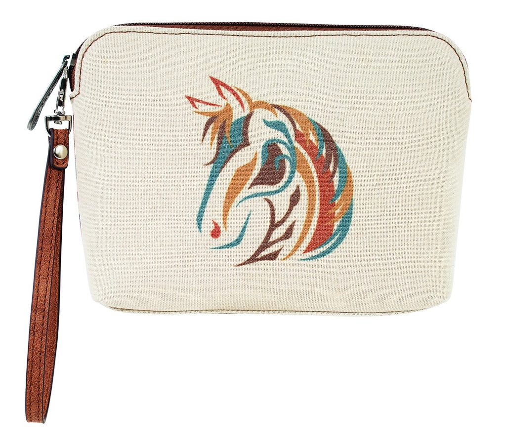 JUSTIN LADIES COSMETIC POUCH CANVAS W/HORSE HEAD