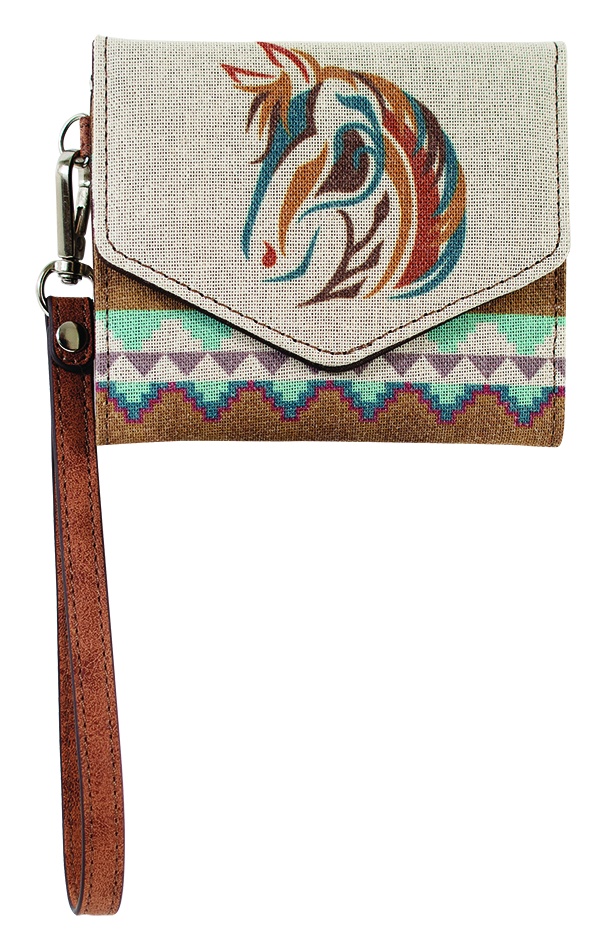 [2521496262] JUSTIN LADIES MINI WALLET CANVAS W/HORSE HEAD