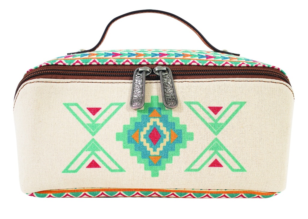 [2521499473] JUSTIN LADIES COSMETIC CASE MULTICOLORED SOUTHWESTERN DESIGN