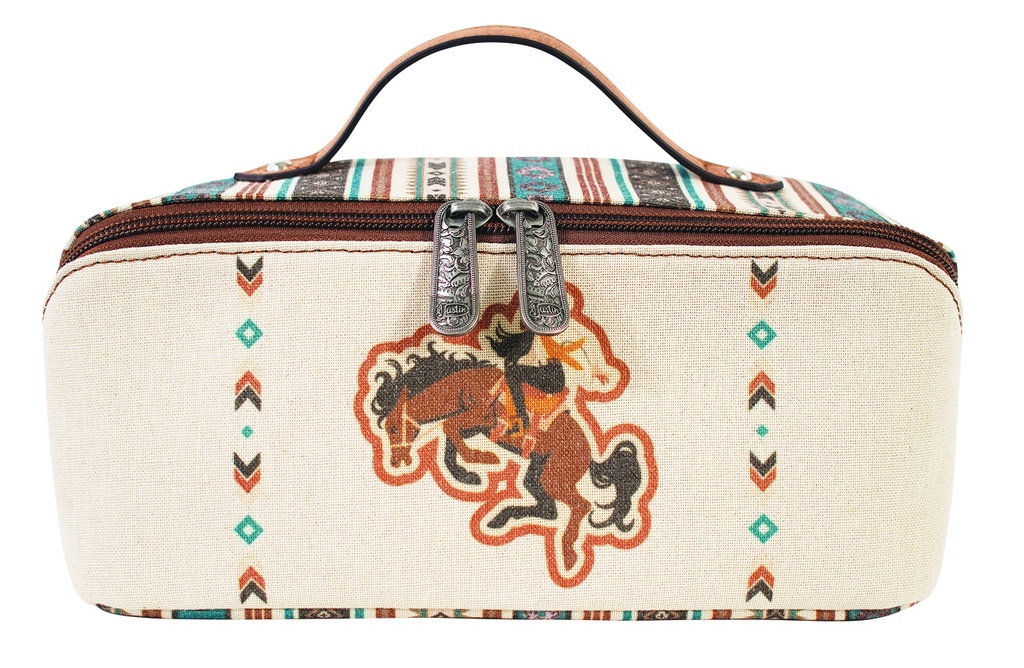 [2521499474] JUSTIN LADIES COSMETIC CASE BRONCO WITH COWGIRL