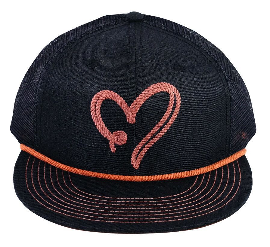 CATCHFLY LADIES FLAT BILL CAP BROWN ROPE HEART