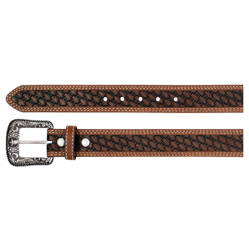 [2610591605-S] ARENA ACE BOYS BELT BROWN WITH BASKETWEAVE AND STARS (S)