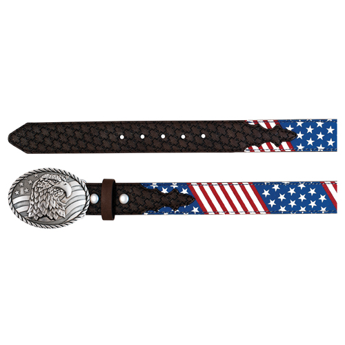 [2610591606-S] ARENA ACE BOYS BELT STARS AND STRIPES (S)