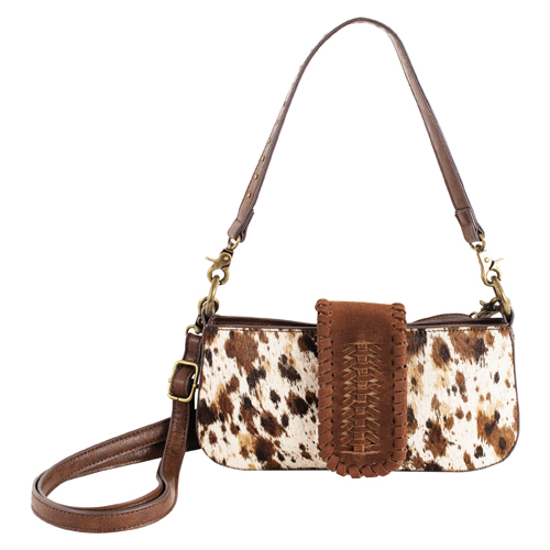 CATCHFLY LADIES MINI CONVERTIBLE BAG GENUINE HAIR ON WITH BRAIDED STRAP