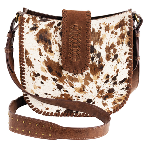CATCHFLY LADIES CROSSBODY GENUINE HAIR ON W/WHIP STITCH