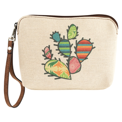 CATCHFLY LADIES COSMETIC POUCH CANVAS PATCHWORK CACTUS