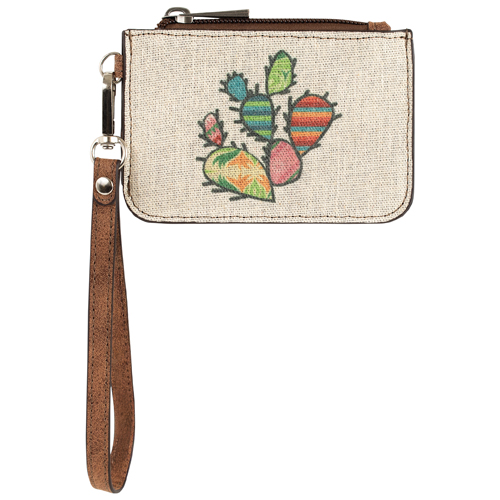 CATCHFLY LADIES MINI CARD WALLET CANVAS PATCHWORK CACTUS