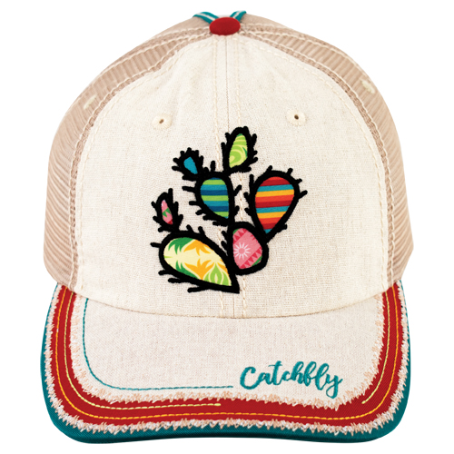 CATCHFLY LADIES BASEBALL CAP PATCHWORK CACTUS