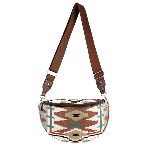 [2611271321] JUSTIN LADIES SLING POUCH BONE JACQUARD W/SOUTHWESTERN DESIGN