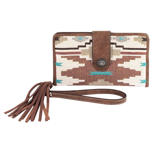 JUSTIN LADIES SLIM WALLET BONE JACQUARD W/SOUTHWESTERN DESIGN