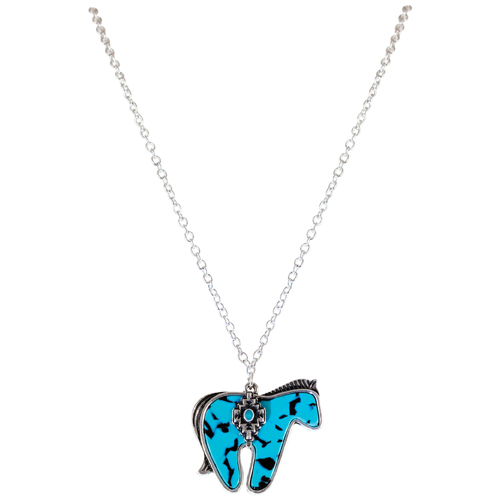 [26108NJ1] JUSTIN LADIES NECKLACE HORSE PENDANT