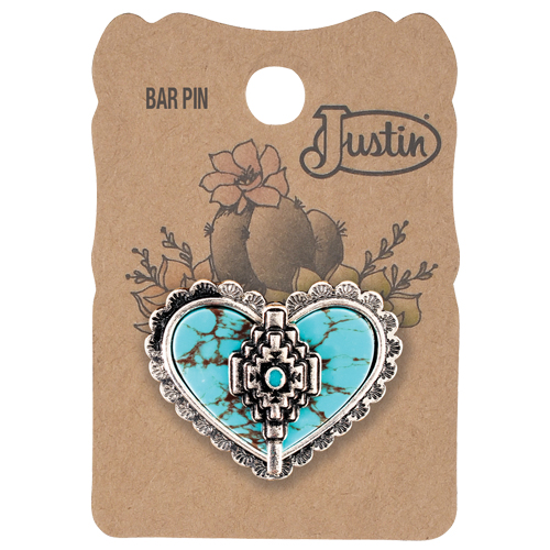 JUSTIN PIN HEART WITH AZTEC DESIGN