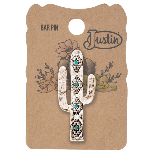 JUSTIN PIN CACTUS WITH AZTEC DESIGNS
