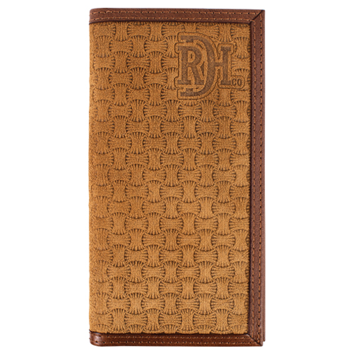 RED DIRT HAT CO MENS RODEO WALLET TAN ROUGHOUT BASKETWEAVE