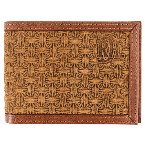RED DIRT HAT CO BIFOLD WALLET TAN ROUGHOUT BASKETWEAVE