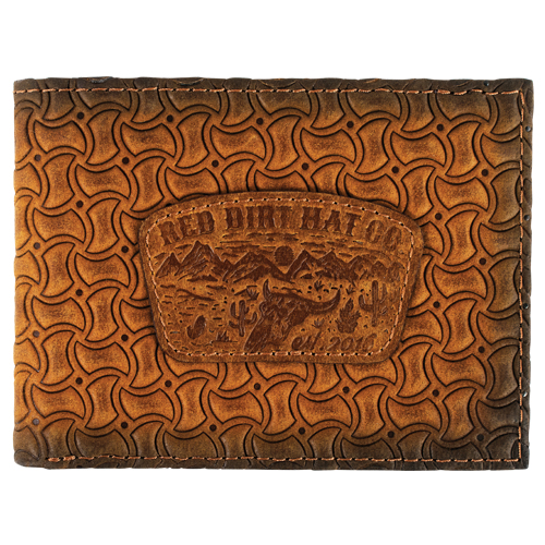 [2610168816] RED DIRT HAT CO BIFOLD WALLET TAN WINDMILL BASKETWEAVE WITH PATCH