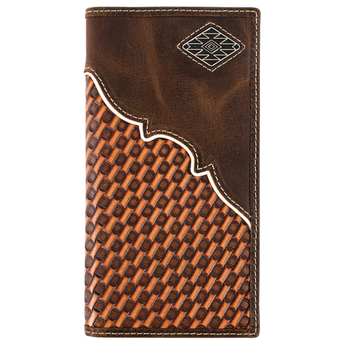 RED DIRT HAT CO MENS RODEO WALLET BASKETWEAVE W/YOKE AND CONCHO