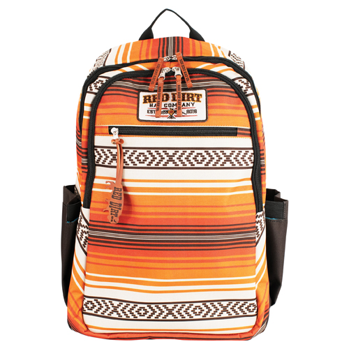 RED DIRT HAT CO BACKPACK ORANGE AND TAN STRIPE W/PATCH