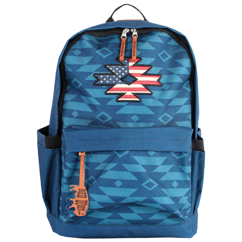 [2610279566] RED DIRT HAT CO BACKPACK BLUE AZTEC DESIGN W/PATCH