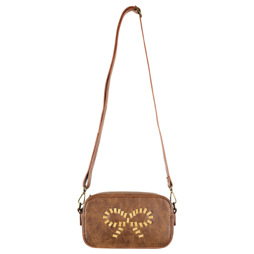JUSTIN LADIES CAMERA BAG BROWN WITH STITCHED BOW 