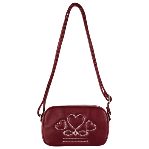 JUSTIN LADIES CAMERA BAG RED WITH HEART STITCHING